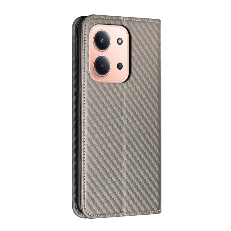 For Redmi 15C 5G / 4G EU 173mm Carbon Fiber Texture Magnetic Flip Leather Phone Case