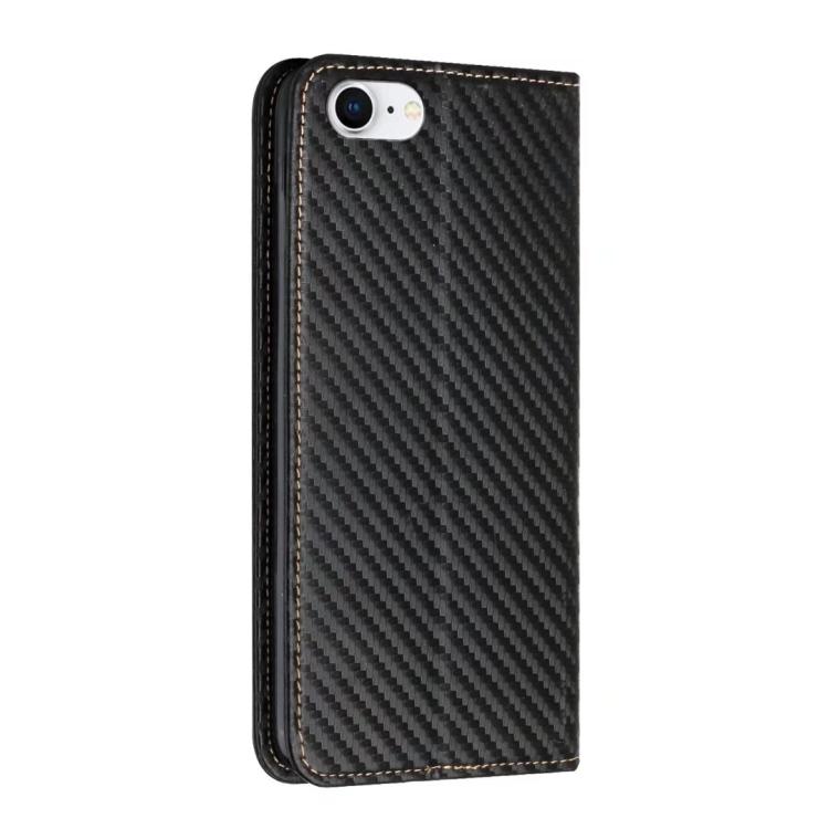 For iPhone 17e / 16e Carbon Fiber Texture Magnetic Flip Leather Phone Case