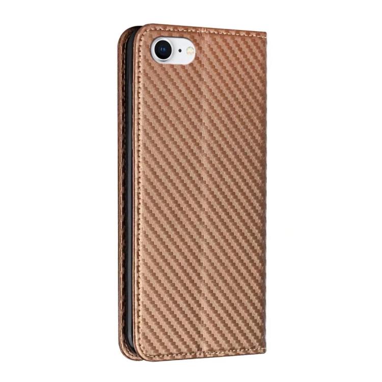 For iPhone 17e / 16e Carbon Fiber Texture Magnetic Flip Leather Phone Case