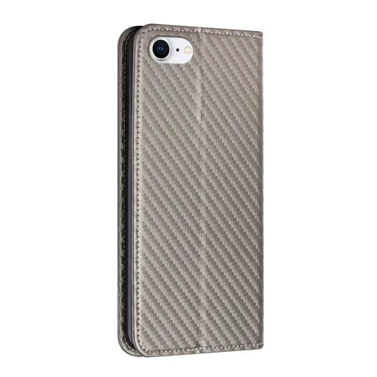 For iPhone 17e / 16e Carbon Fiber Texture Magnetic Flip Leather Phone Case