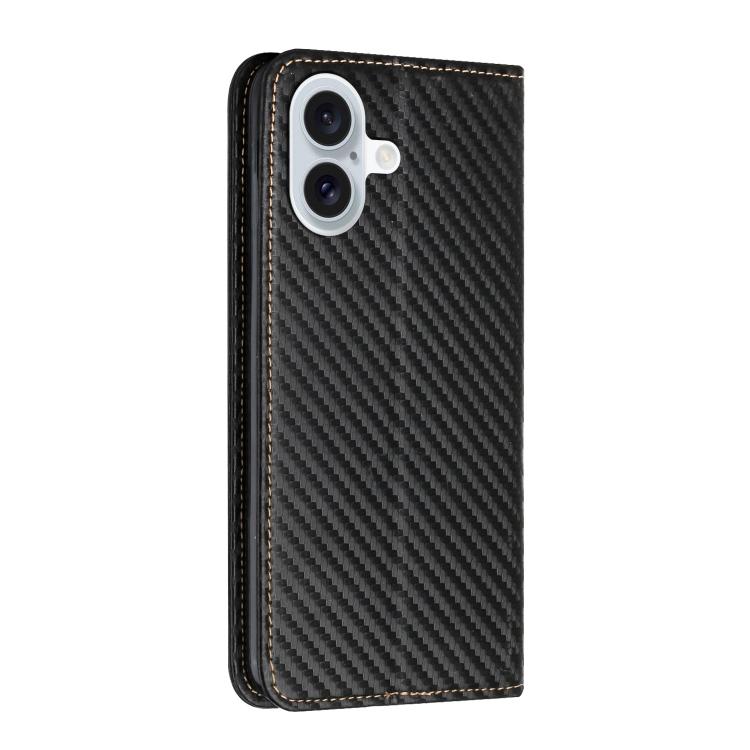 For iPhone 17 Carbon Fiber Texture Magnetic Flip Leather Phone Case