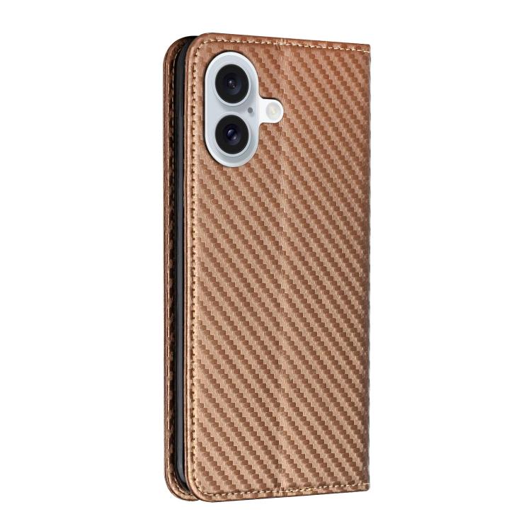 For iPhone 17 Carbon Fiber Texture Magnetic Flip Leather Phone Case
