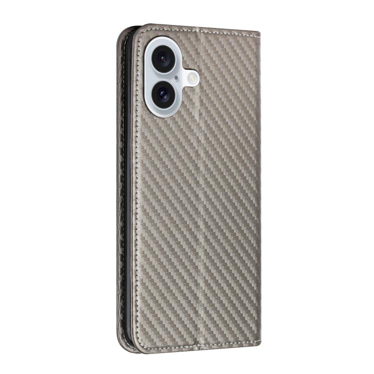 For iPhone 17 Carbon Fiber Texture Magnetic Flip Leather Phone Case