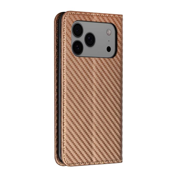 For iPhone 17 Pro Carbon Fiber Texture Magnetic Flip Leather Phone Case
