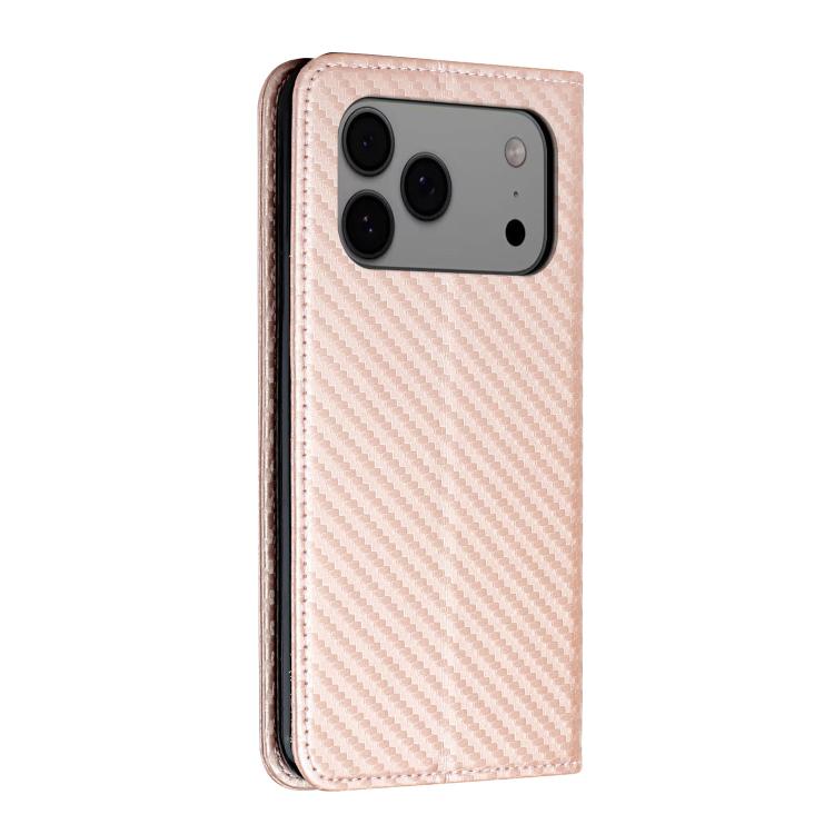 For iPhone 17 Pro Carbon Fiber Texture Magnetic Flip Leather Phone Case