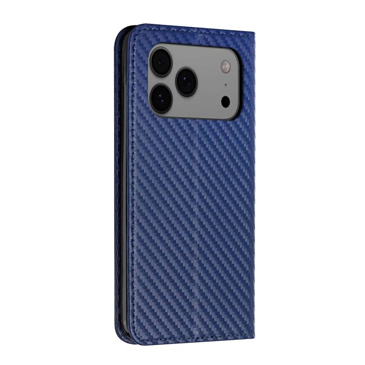 For iPhone 17 Pro Max Carbon Fiber Texture Magnetic Flip Leather Phone Case