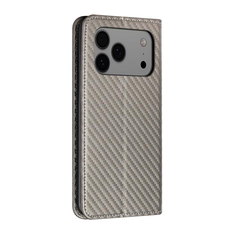 For iPhone 17 Pro Max Carbon Fiber Texture Magnetic Flip Leather Phone Case