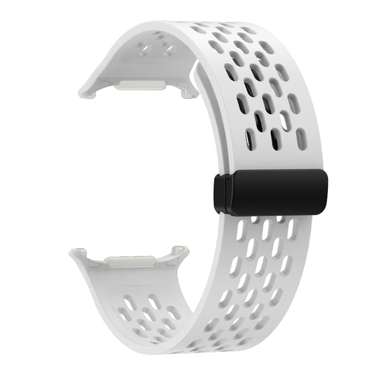 For Samsung Galaxy Watch Ultra 47mm / Ultra 2025 Hole Style Plastic Connector Magnetic Folding Buckle Silicone Watch Band