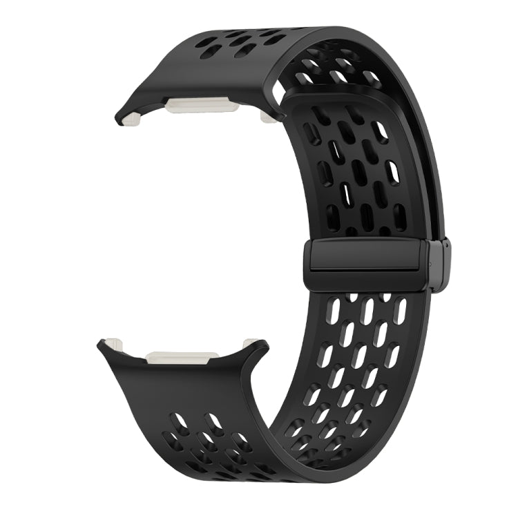 For Samsung Galaxy Watch Ultra 47mm / Ultra 2025 Hole Style Plastic Connector Magnetic Folding Buckle Silicone Watch Band