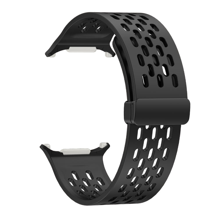 For Samsung Galaxy Watch Ultra 47mm / Ultra 2025 Hole Style Plastic Connector Magnetic Folding Buckle Silicone Watch Band