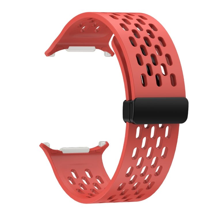 For Samsung Galaxy Watch Ultra 47mm / Ultra 2025 Hole Style Plastic Connector Magnetic Folding Buckle Silicone Watch Band