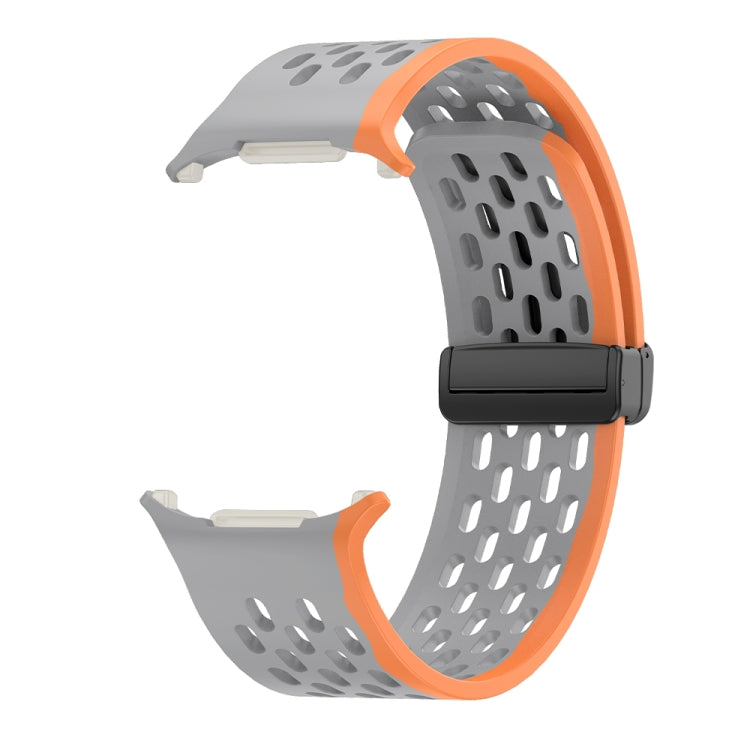 For Samsung Galaxy Watch Ultra 47mm / Ultra 2025 Hole Style Plastic Connector Magnetic Folding Buckle Silicone Watch Band