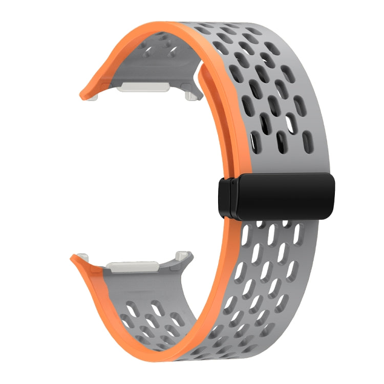 For Samsung Galaxy Watch Ultra 47mm / Ultra 2025 Hole Style Plastic Connector Magnetic Folding Buckle Silicone Watch Band