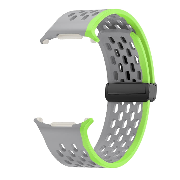 For Samsung Galaxy Watch Ultra 47mm / Ultra 2025 Hole Style Plastic Connector Magnetic Folding Buckle Silicone Watch Band