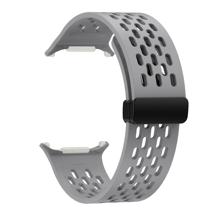 For Samsung Galaxy Watch Ultra 47mm / Ultra 2025 Hole Style Plastic Connector Magnetic Folding Buckle Silicone Watch Band