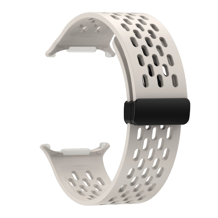 For Samsung Galaxy Watch Ultra 47mm / Ultra 2025 Hole Style Plastic Connector Magnetic Folding Buckle Silicone Watch Band