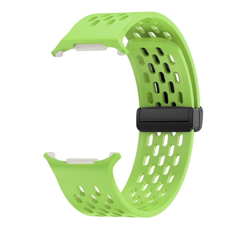 For Samsung Galaxy Watch Ultra 47mm / Ultra 2025 Hole Style Plastic Connector Magnetic Folding Buckle Silicone Watch Band