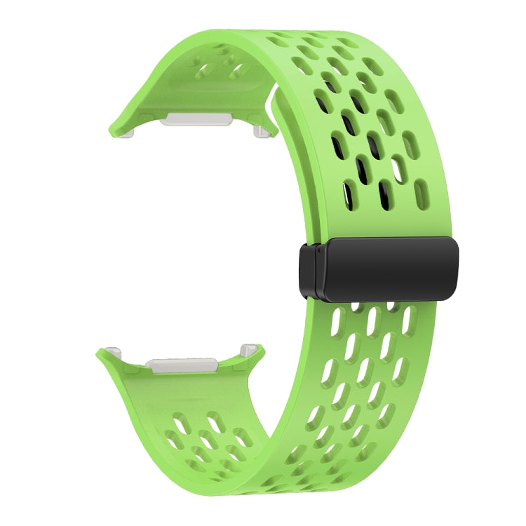 For Samsung Galaxy Watch Ultra 47mm / Ultra 2025 Hole Style Plastic Connector Magnetic Folding Buckle Silicone Watch Band