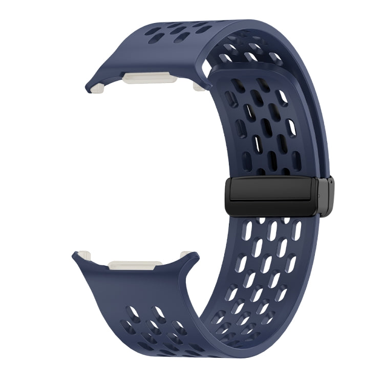 For Samsung Galaxy Watch Ultra 47mm / Ultra 2025 Hole Style Plastic Connector Magnetic Folding Buckle Silicone Watch Band