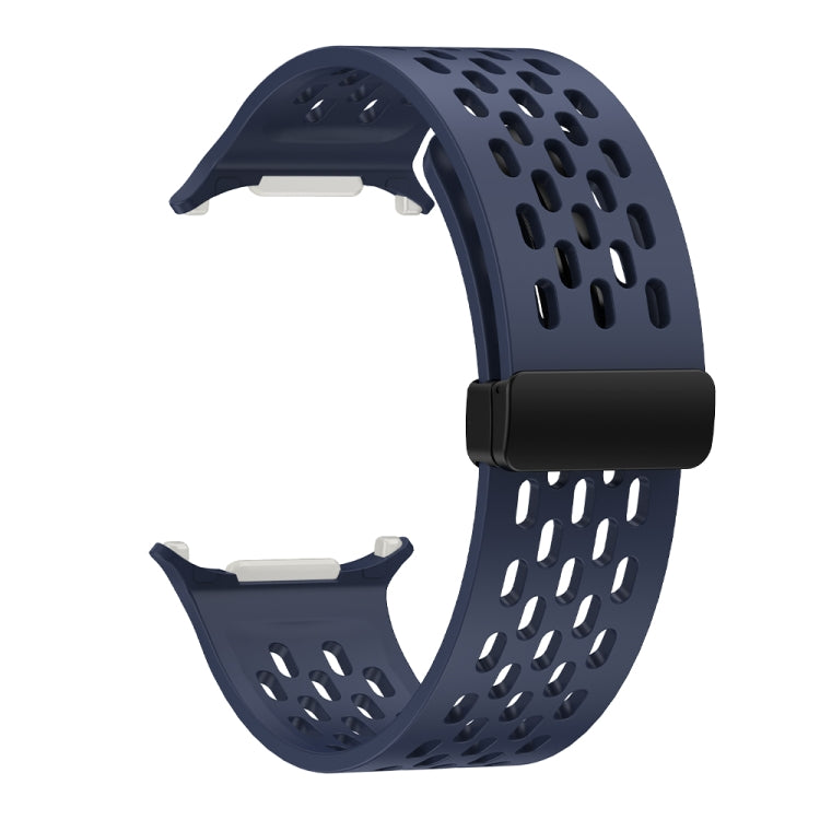 For Samsung Galaxy Watch Ultra 47mm / Ultra 2025 Hole Style Plastic Connector Magnetic Folding Buckle Silicone Watch Band
