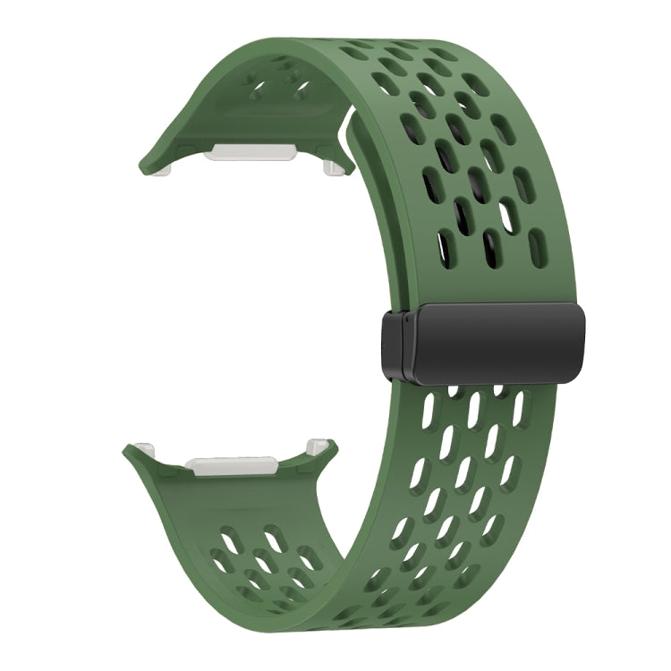 For Samsung Galaxy Watch Ultra 47mm / Ultra 2025 Hole Style Plastic Connector Magnetic Folding Buckle Silicone Watch Band