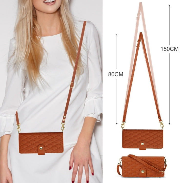 For Samsung Galaxy Z Fold5 Rhombic Zipper Card Wallet Leather Phone Case with Lanyard