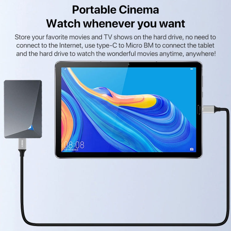 USB-C / Type-C 3.0 to Micro B Mobile Hard Disk Adapter Cable, Length:1m
