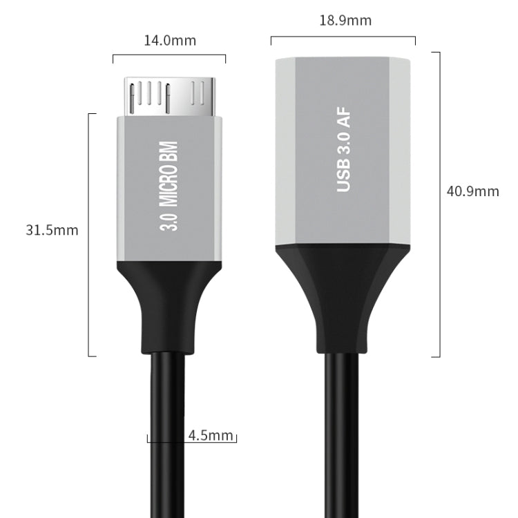 USB 3.0 A Female to Micro B Mobile Hard Disk Adapter Cable, Length:0.5m