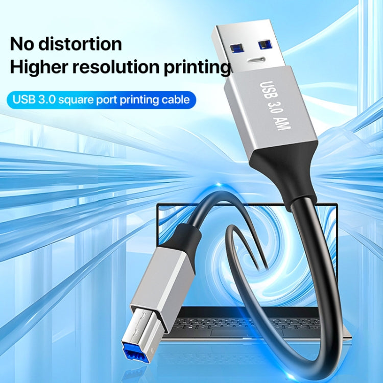 USB 3.0 A Male to USB-B Square Interface Printer Data Transmission Adapter Cable, Length:0.3m