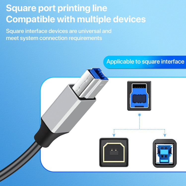 USB 3.0 A Male to USB-B Square Interface Printer Data Transmission Adapter Cable, Length:0.3m