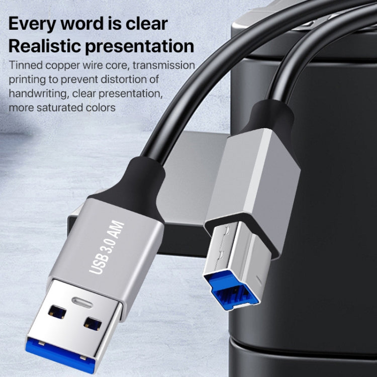 USB 3.0 A Male to USB-B Square Interface Printer Data Transmission Adapter Cable, Length:1m