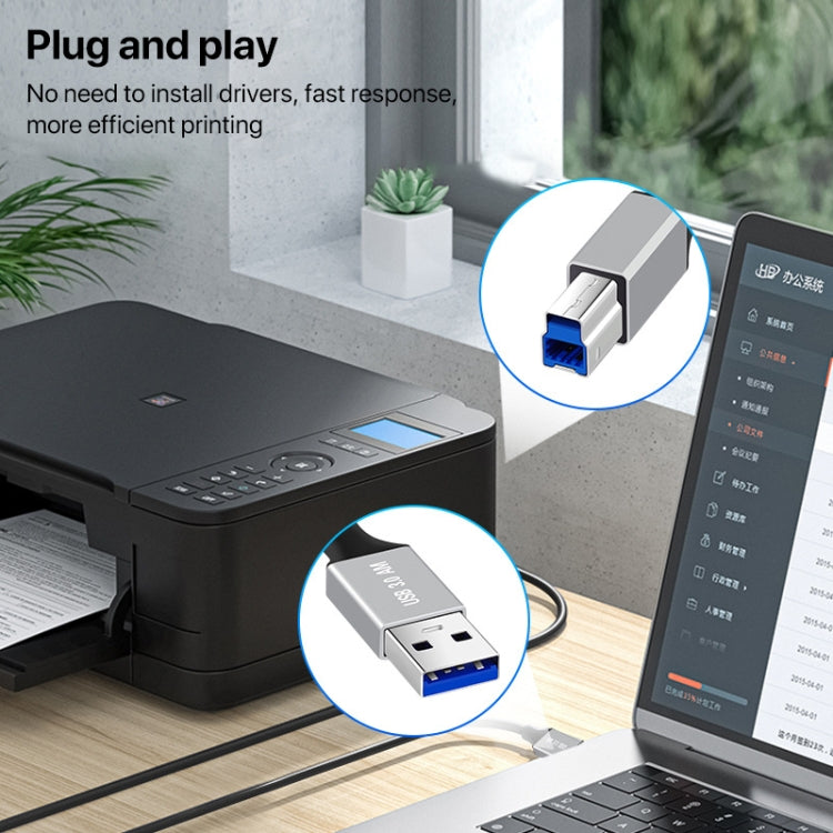 USB 3.0 A Male to USB-B Square Interface Printer Data Transmission Adapter Cable, Length:1m