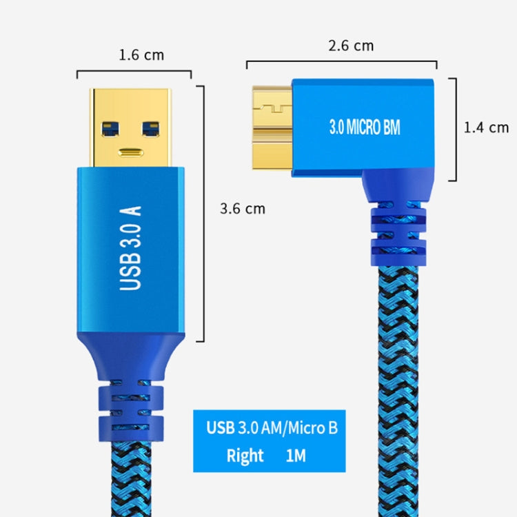 USB 3.0 A to Micro B 3.0 Male Mobile Hard Drive Data Connection Cable, Length:1m - Blue