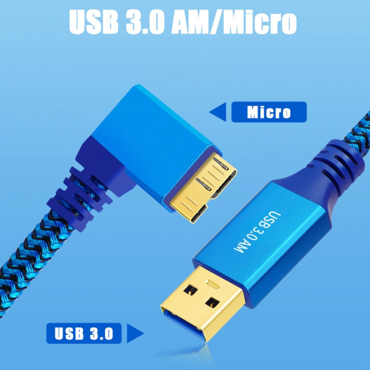 USB 3.0 A to Micro B 3.0 Male Mobile Hard Drive Data Connection Cable, Length:1m - Blue