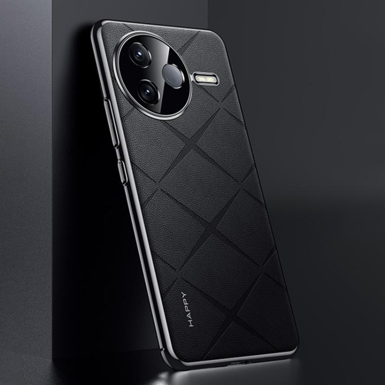 For Redmi K80 Plain Leather PC Phone Case