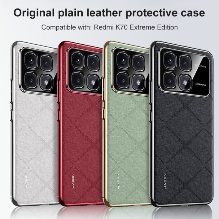 For Redmi K80 Plain Leather PC Phone Case