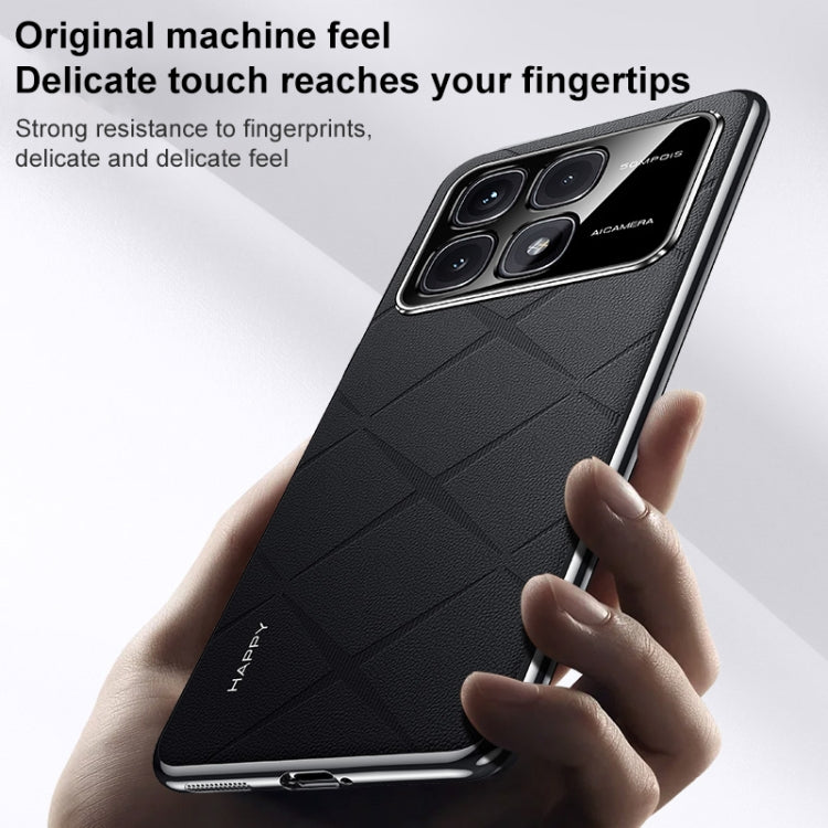 For Redmi K80 Plain Leather PC Phone Case