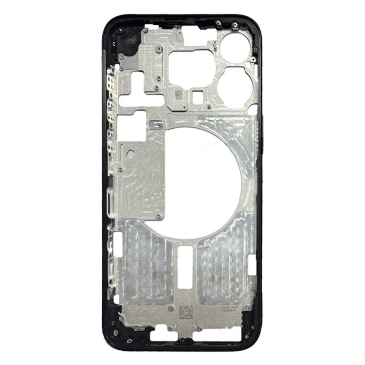 For iPhone 15 Pro Max Middle Frame Bezel Plate with Side Keys + Card Tray, Version:China Version - Black