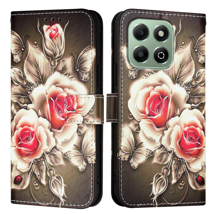 For Honor X6b Colored Drawing Pattern Plain Weave Leather Phone Case