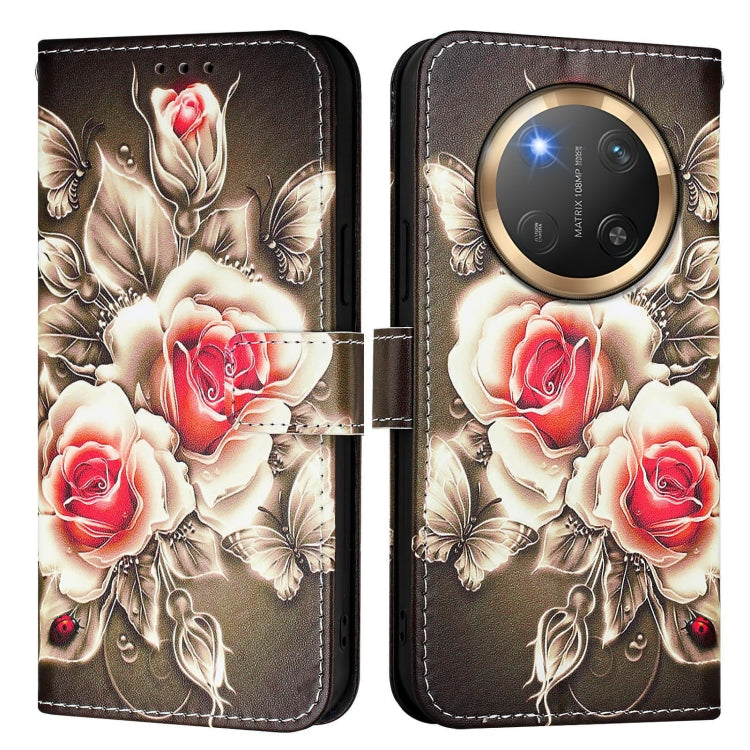 For Honor X9c 5G Colored Drawing Pattern Plain Weave Leather Phone Case
