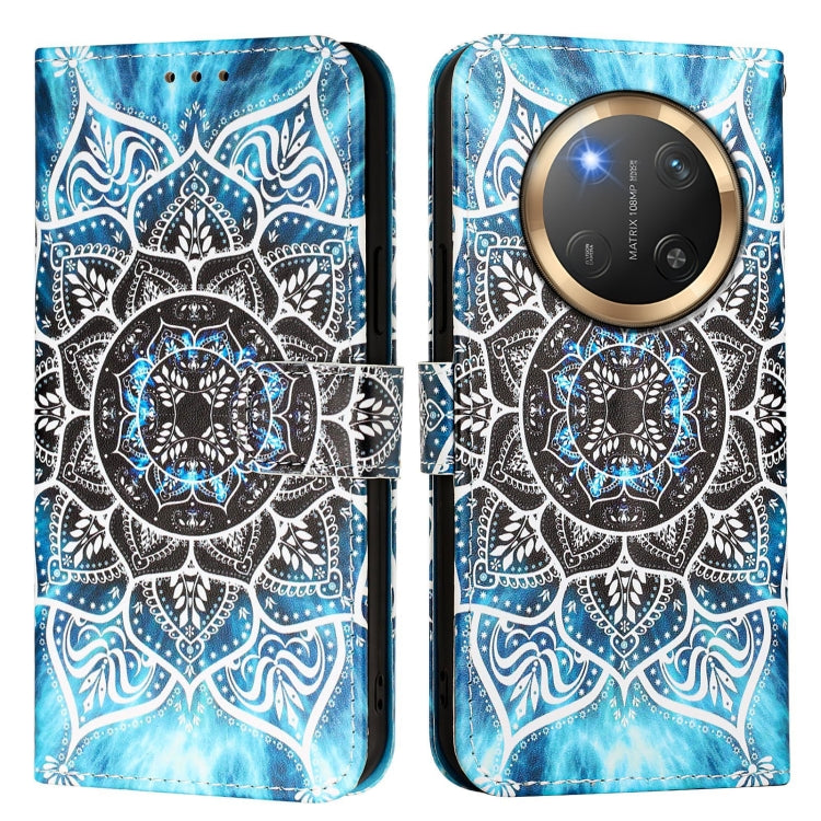 For Honor X9c 5G Colored Drawing Pattern Plain Weave Leather Phone Case