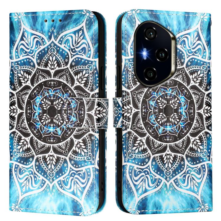 For Honor 300 Pro / 300 Ultra Colored Drawing Pattern Plain Weave Leather Phone Case