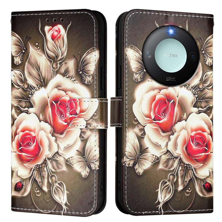 For Honor X9c Smart 5G Colored Drawing Pattern Plain Weave Leather Phone Case