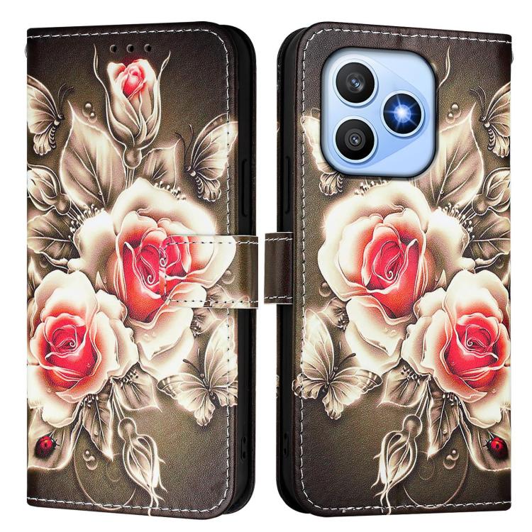 For Honor X8d 4G Colored Drawing Pattern Plain Weave Leather Phone Case