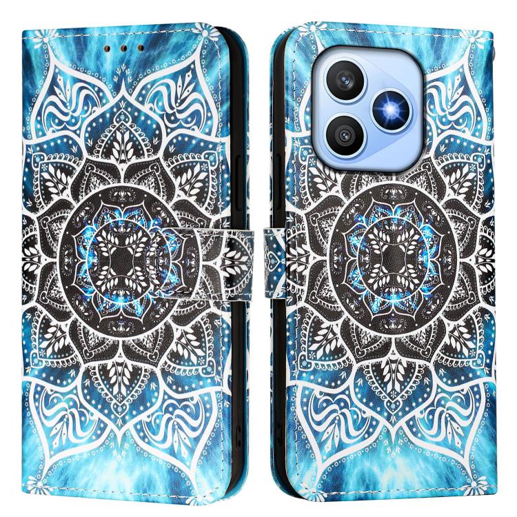 For Honor X8d 4G Colored Drawing Pattern Plain Weave Leather Phone Case