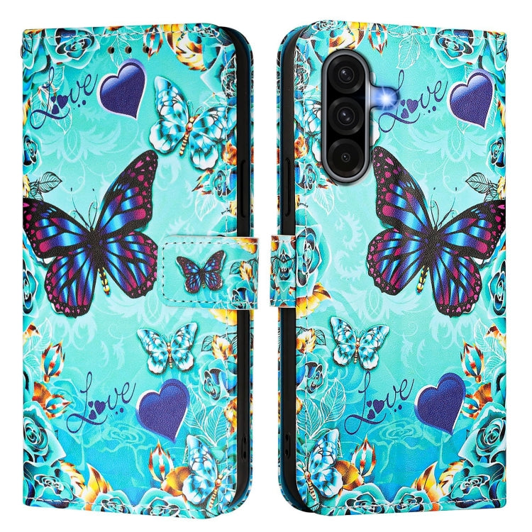 For Samsung Galaxy A56 5G Colored Drawing Pattern Plain Weave Leather Phone Case