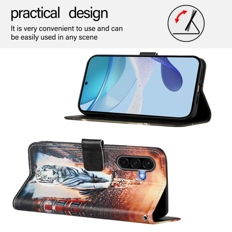 For Samsung Galaxy A56 5G Colored Drawing Pattern Plain Weave Leather Phone Case
