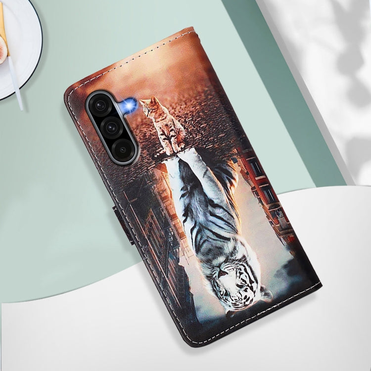 For Samsung Galaxy A56 5G Colored Drawing Pattern Plain Weave Leather Phone Case