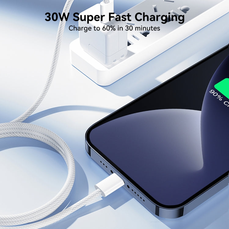 JOYROOM S-A45 30W USB-C / Type-C to 8 Pin Fast Charge Data Cable, Length: 1m - White