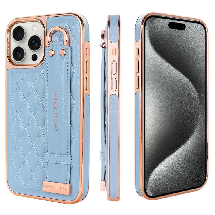 For iPhone 15 Pro VIETAO Rhombic Texture Wristband PU Phone Case